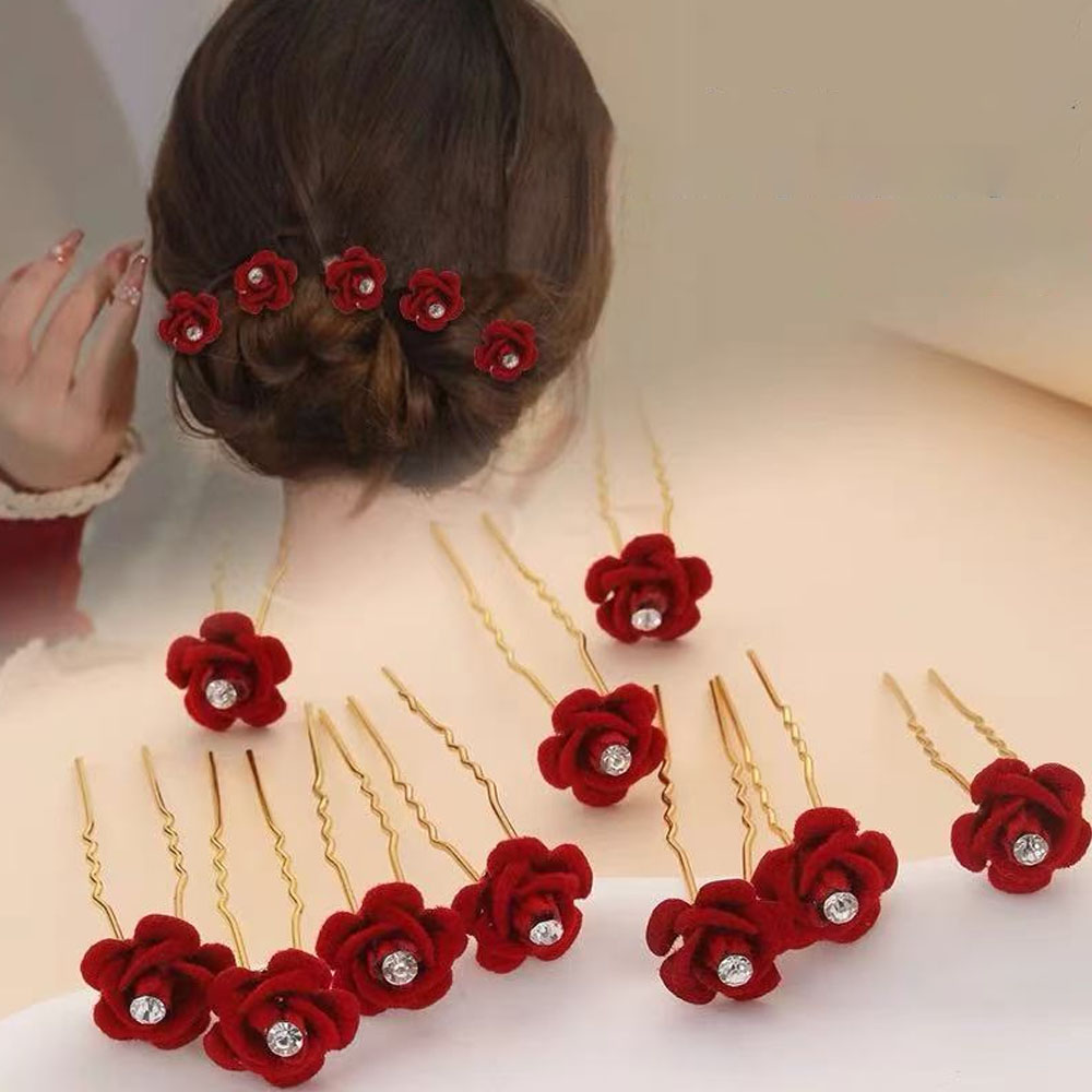 Women'S Hair Accessories Wedding - 10Pcs Rose Hair Accessories Wedding Bride