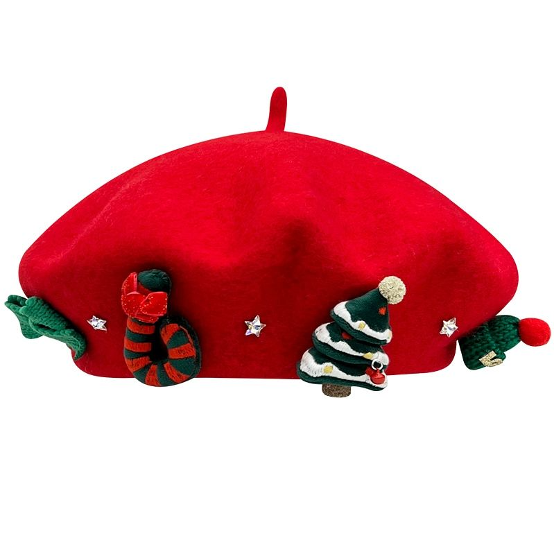 Women'S Red Accessories - Sweet Christmas elements red wool beanie