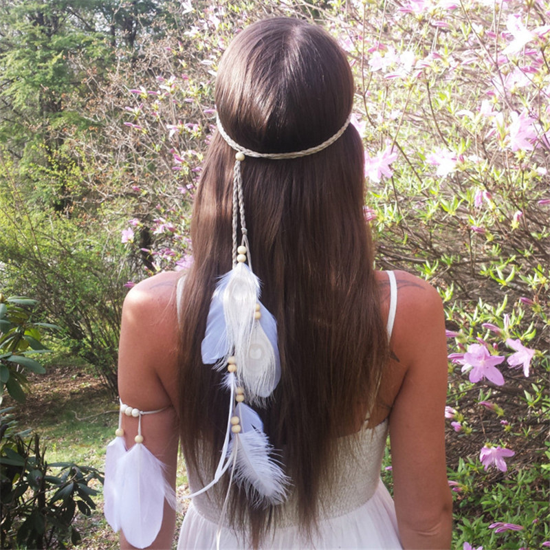 Ấn Độ Trắng Lông Vũ Đầu Mũ Đội - đánh giá và giá Women Accessories India