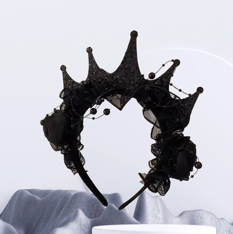 Gothic Black Rose Lace Crown H - đánh giá và giá Women'S Victorian Accessories