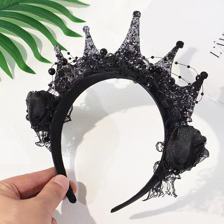 Gothic Black Rose Lace Crown H - đánh giá và giá Women'S Victorian Accessories
