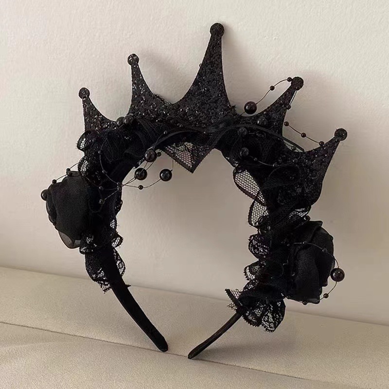 Gothic Black Rose Lace Crown H - đánh giá và giá Women'S Victorian Accessories